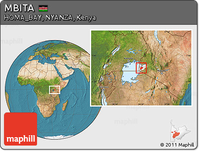 Satellite Location Map of MBITA, highlighted parent region