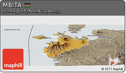 Physical Panoramic Map of MBITA, semi-desaturated