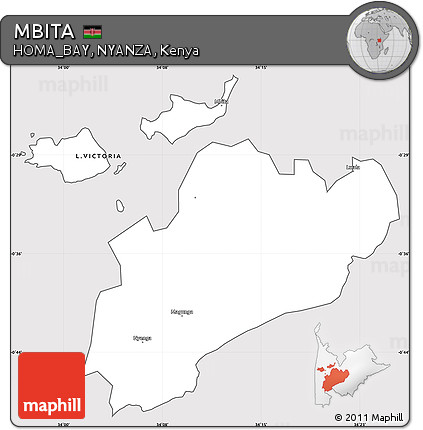 Silver Style Simple Map of MBITA, cropped outside