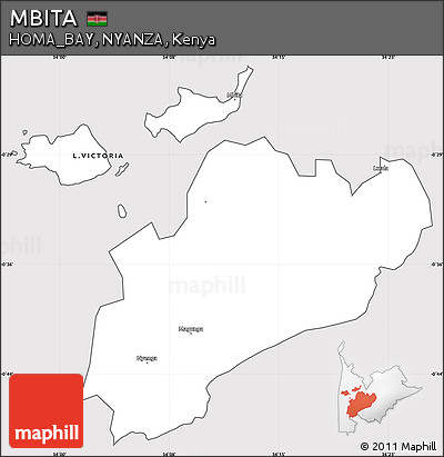 Silver Style Simple Map of MBITA, cropped outside