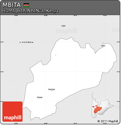 Silver Style Simple Map of MBITA, single color outside
