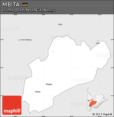 Silver Style Simple Map of MBITA, single color outside