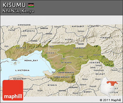 Satellite 3D Map of KISUMU, shaded relief outside