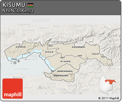Shaded Relief 3D Map of KISUMU, lighten