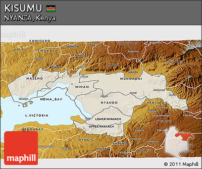 Shaded Relief 3D Map of KISUMU, physical outside