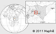 Blank Location Map of KISUMU, highlighted country, within the entire country