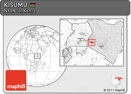 Blank Location Map of KISUMU, highlighted country