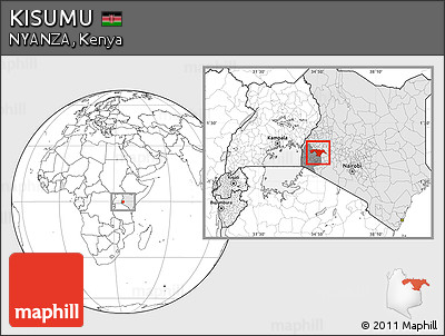 Blank Location Map of KISUMU, highlighted country, highlighted parent region