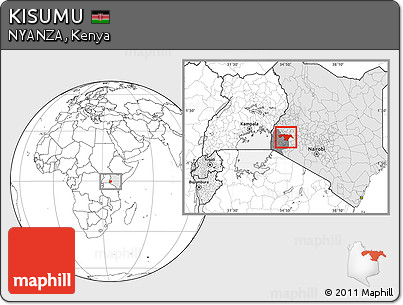 Blank Location Map of KISUMU, highlighted country, highlighted parent region