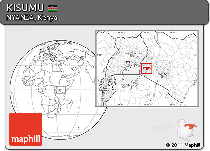 Blank Location Map of KISUMU, highlighted parent region