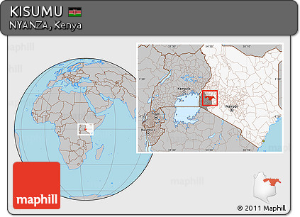 Gray Location Map of KISUMU, highlighted country, highlighted parent region