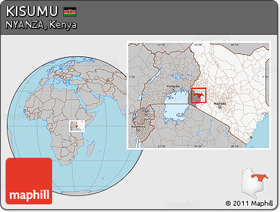 Gray Location Map of KISUMU, highlighted country, highlighted parent region