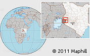 Gray Location Map of KISUMU, highlighted country, highlighted parent region