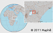 Gray Location Map of KISUMU, highlighted parent region, within the entire country