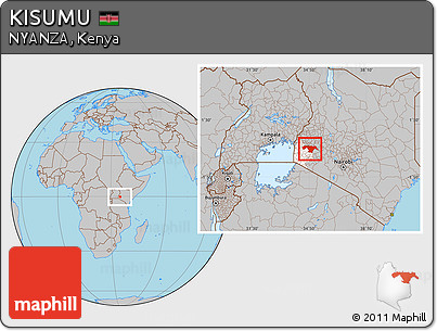 Gray Location Map of KISUMU, highlighted parent region