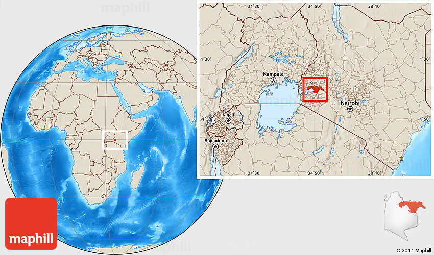 Shaded Relief Location Map of KISUMU
