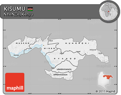 Gray Map of KISUMU, single color outside