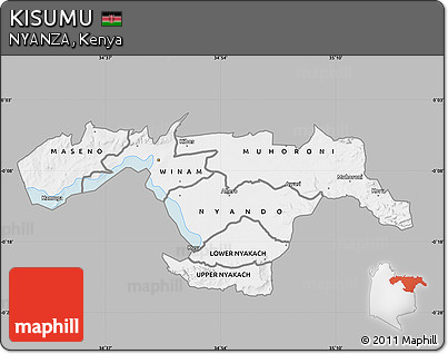 Gray Map of KISUMU, single color outside