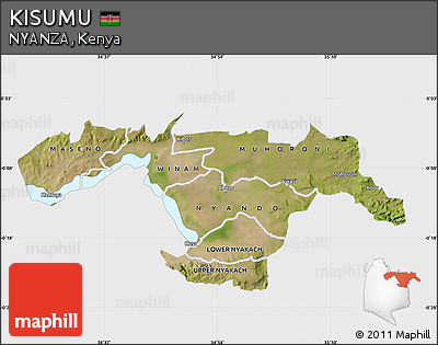 Satellite Map of KISUMU, single color outside