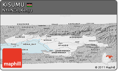 Gray Panoramic Map of KISUMU