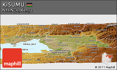 Satellite Panoramic Map of KISUMU, physical outside