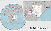 Gray Location Map of UPPER NYAKACH, highlighted country, highlighted parent region, within the entire country, hill shading
