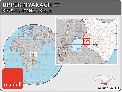 Gray Location Map of UPPER NYAKACH, highlighted country, highlighted parent region