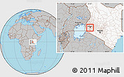 Gray Location Map of UPPER NYAKACH, highlighted country, highlighted parent region