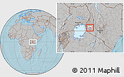 Gray Location Map of UPPER NYAKACH, highlighted parent region, hill shading