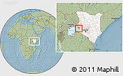 Savanna Style Location Map of UPPER NYAKACH, highlighted country, highlighted parent region, within the entire country, hill shading