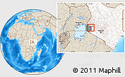Shaded Relief Location Map of UPPER NYAKACH, highlighted country, highlighted grandparent region