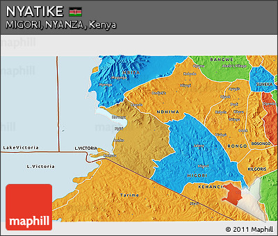 Physical 3D Map of NYATIKE, political outside