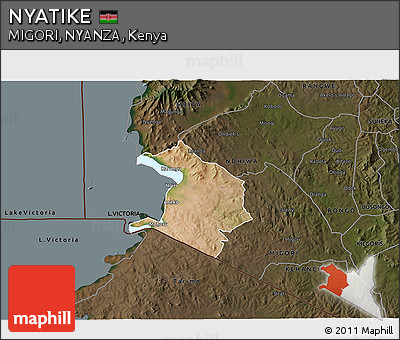 Satellite 3D Map of NYATIKE, darken