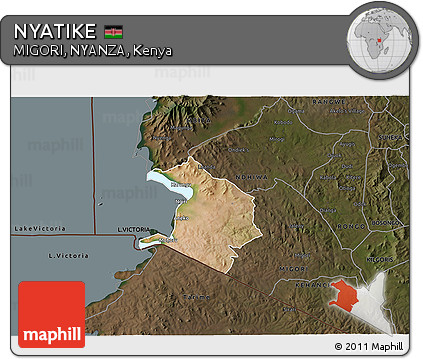 Satellite 3D Map of NYATIKE, darken