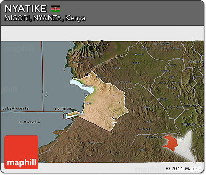 Satellite 3D Map of NYATIKE, darken