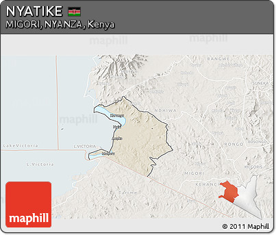 Shaded Relief 3D Map of NYATIKE, lighten