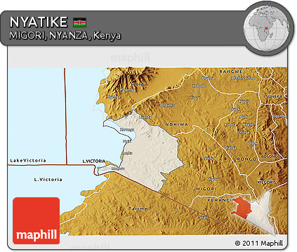 Shaded Relief 3D Map of NYATIKE, physical outside