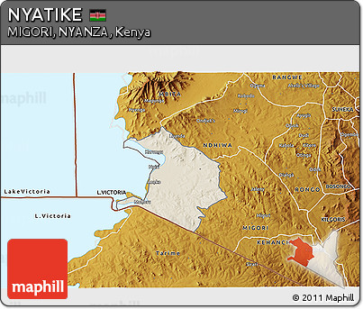 Shaded Relief 3D Map of NYATIKE, physical outside