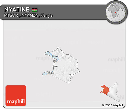 Silver Style 3D Map of NYATIKE, single color outside
