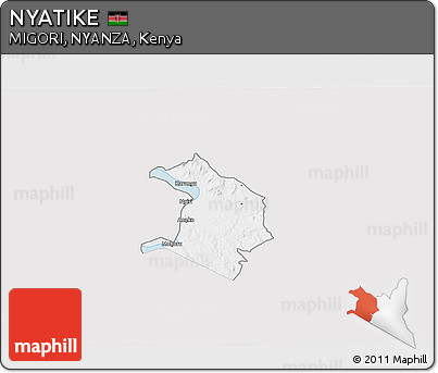 Silver Style 3D Map of NYATIKE, single color outside