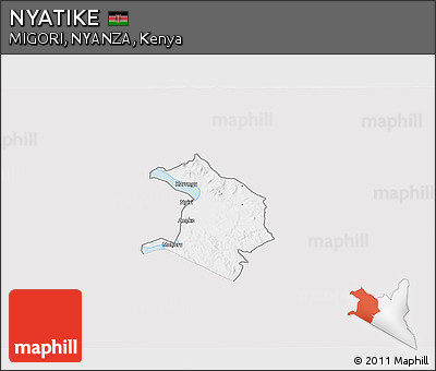 Silver Style 3D Map of NYATIKE, single color outside