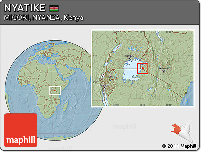 Savanna Style Location Map of NYATIKE, hill shading