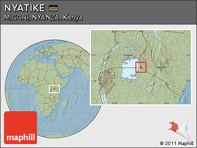 Savanna Style Location Map of NYATIKE, hill shading