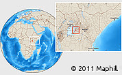 Shaded Relief Location Map of NYATIKE, within the entire country