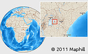 Shaded Relief Location Map of NYATIKE, highlighted grandparent region, within the entire country