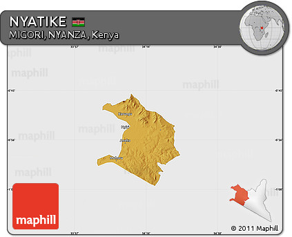 Physical Map of NYATIKE, single color outside