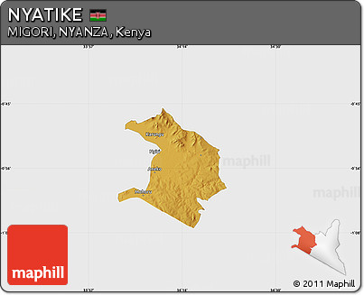 Physical Map of NYATIKE, single color outside