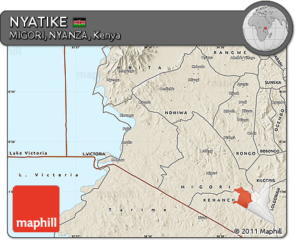 Shaded Relief Map of NYATIKE
