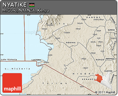 Shaded Relief Map of NYATIKE