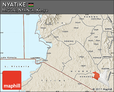 Shaded Relief Map of NYATIKE